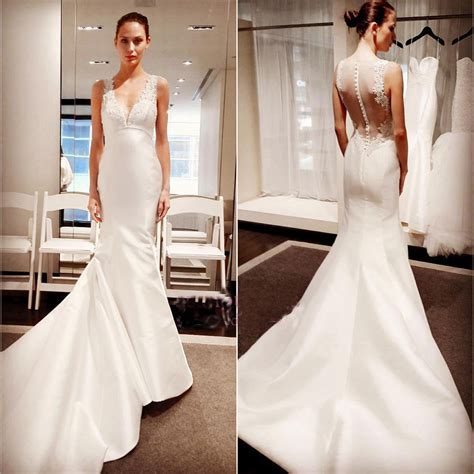Classic Elegant Simple Modest Lace Cheap Bridal Gown Wedding Dresses Alinebridal