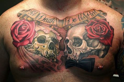 Skulls And Red Roses Chest Tattoo Tattoomagz › Tattoo Designs Ink Works Body Arts Gallery