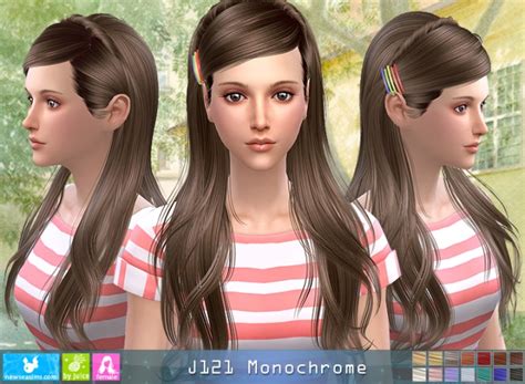 J121 Monochrome Hair Pay At Newsea Sims 4 Sims 4 Updates