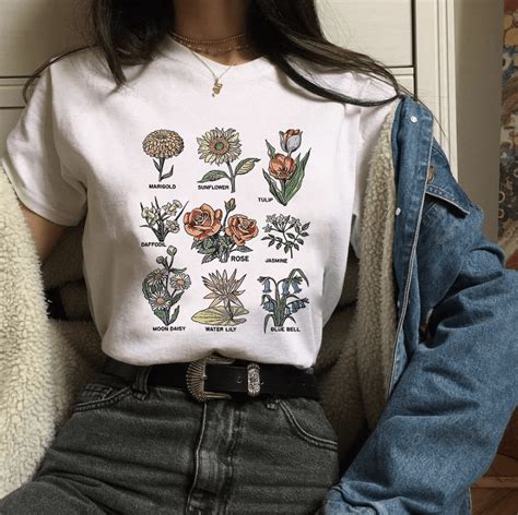 Itgirl Shop Aesthetic Clothing Botanical Print Aesthetic Girl White