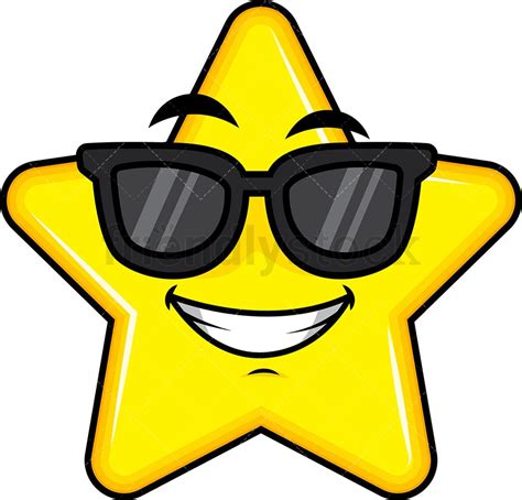 Cool Star Wearing Sunglasses Emoji Cartoon Clipart Vector Friendlystock