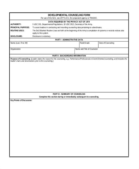 Army Army Counseling Form