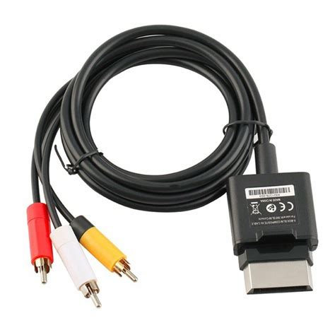Microsoft Xbox 360 Cord Av Audio Video Composite Cable Black 6 Ft Long
