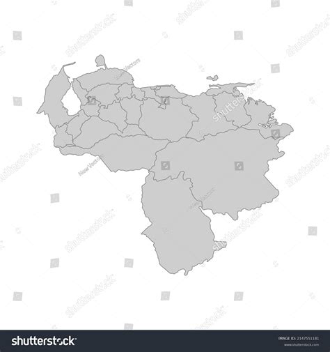 Outline Political Map Venezuela High Detailed เวกเตอร์สต็อก ปลอดค่า