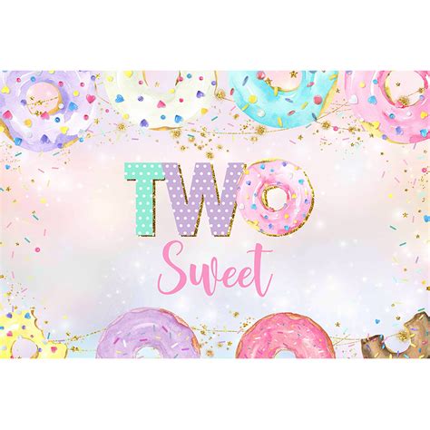 Two Sweet Donuts Children Birthday Background Photo Donuts Chocolate B