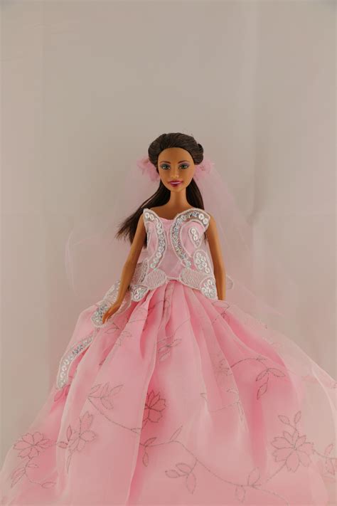 A Light Pink Dress With Glitter And Sequins Made To Fit Barbie Doll Ebay