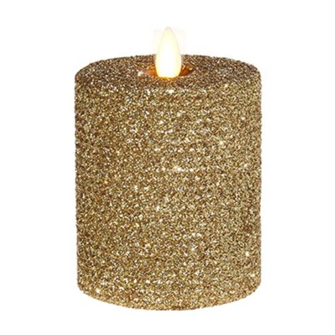 Liown 38104 325 X 4 Gold Honeycomb Glittered Led Pillar Candle