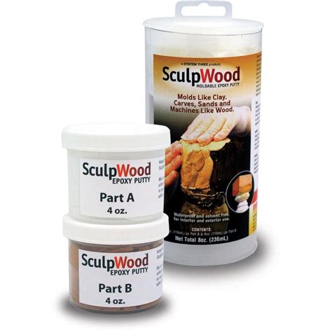 System Three 8 Oz Sculpwood Two Part Epoxy Putty Kit With 4 Oz Resin