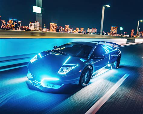 1280x1024 Lamborghini Murcielago Neon Lights 4k Wallpaper 1280x1024 Resolution Hd 4k Wallpapers