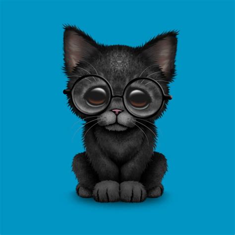 cute black kitten wearing eye glasses cute kitten t shirt teepublic