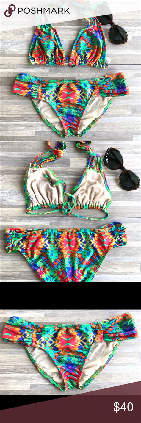 luli fama bikini set size m 2 piece multi color bikini set bikinis two piece bikini