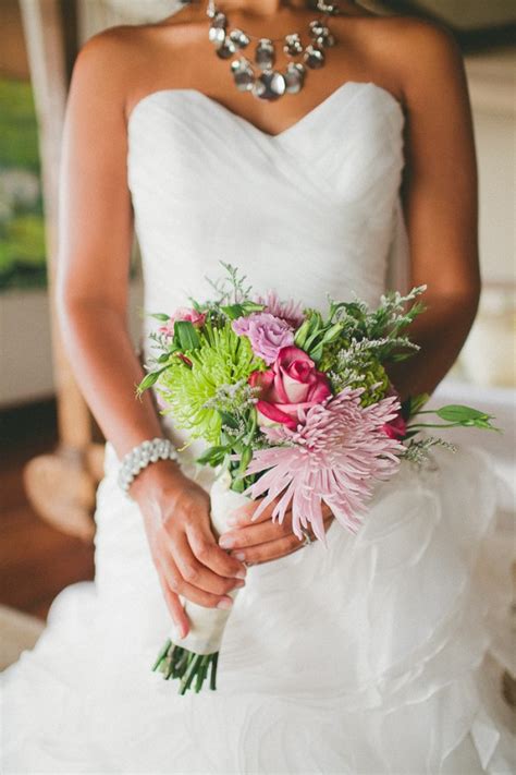 Tropical Pink And Green Wedding Bouquet Elizabeth Anne