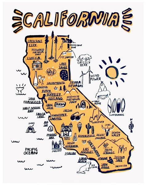 California Print P9305 California Print California Map California