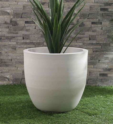 Buy White Polymer Cup Shaped Large Planter By Yuccabe Italia Online