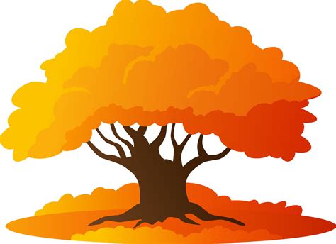 Autumn Oak Tree Vector Illustration Fall Season Oak Tree Design With
