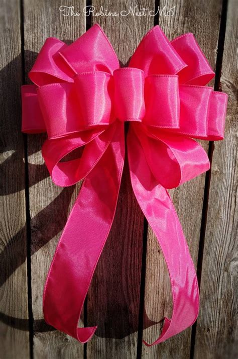 hot pink satin bow wedding pew bows hot pink satin ribbon etsy in 2021 ribbon bows t