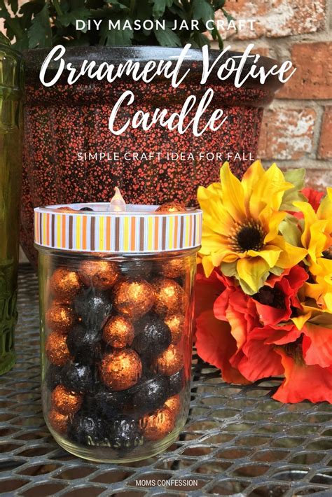 Diy Mason Jar Craft Ornament Votive Candle For Fall