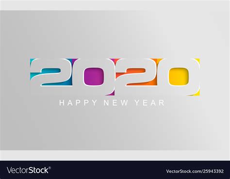 Happy 2020 New Year Card In Paper Style Royalty Free Vector