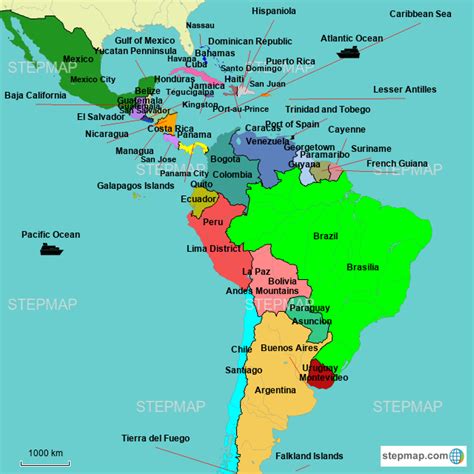 North America Lateinamerika Latin America Map Stepmap