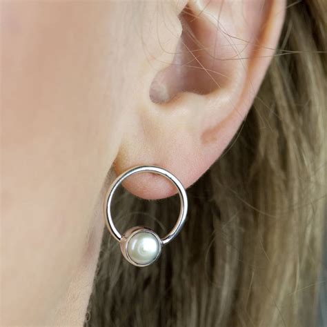 Freshwater Pearl Sterling Silver Hoop Earrings By The London Earring
