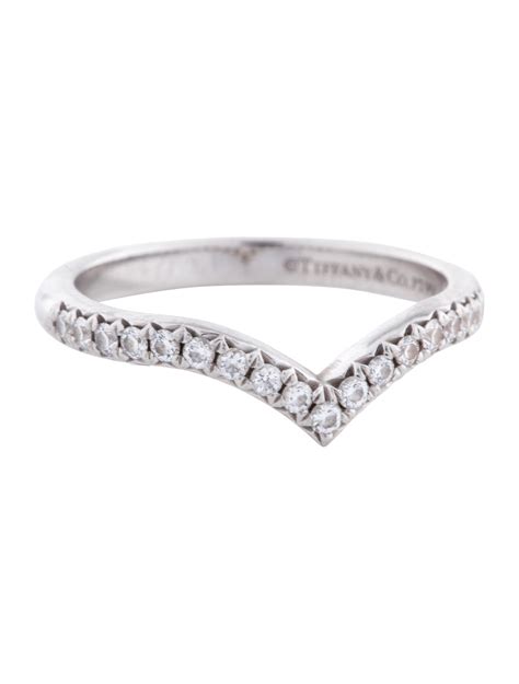 Tiffany & Co. Platinum Diamond Soleste V Ring - 950 Platinum Band
