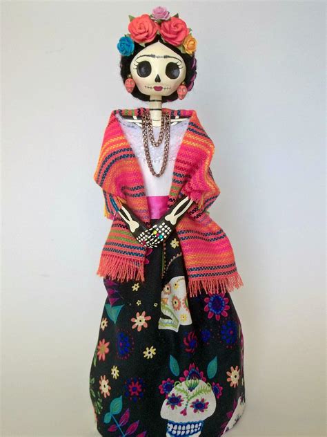 Frida Kahlo Catrina De Papel Mache Art Dolls Handmade Mexican Doll