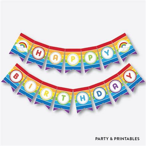 Instant Download Rainbow Party Banner Rainbow Happy Birthday Banner