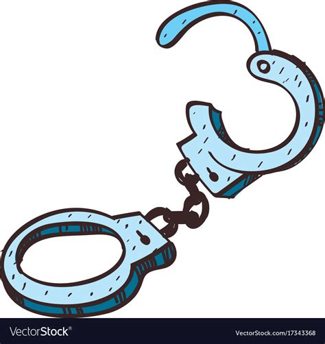 Handcuffs Colored In Hand Drawing Style Royalty Free Vector
