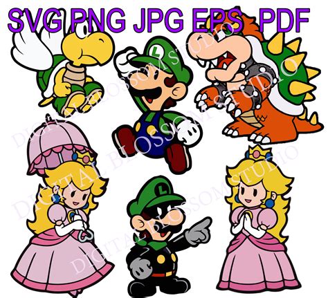Super Mario Bros Svg Bundle Luigi Princess Peach Bowser Emjmarketing Com
