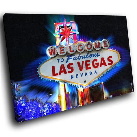 Las Vegas Retro Sign Cool Scenic Canvas Wall Art Large Picture Prints