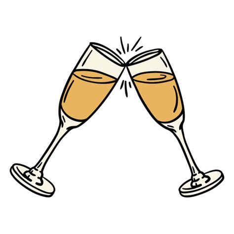 Champagne Cheers Line Drawing Design Transparent Png And Svg Vector