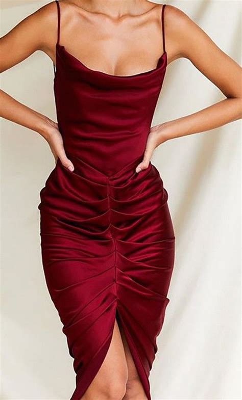 Red Sexy Spaghetti Strap Raffles Midi Dress Classy Dress Red Dress Outfit Dresses