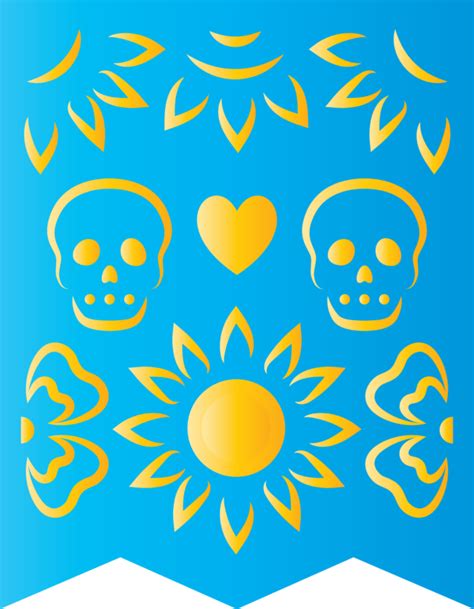 Day Of The Dead Flower Yellow Pattern For Mexican Bunting For Day Of