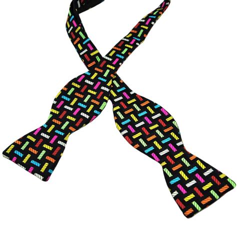 Van Buck Black And Multi Coloured Patterned Silk Self Tie Bow Tie