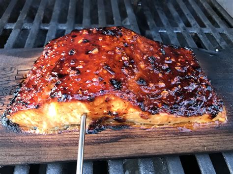 Grilled Cedar Planked Salmon With Asian Glaze A Hint Of Wine