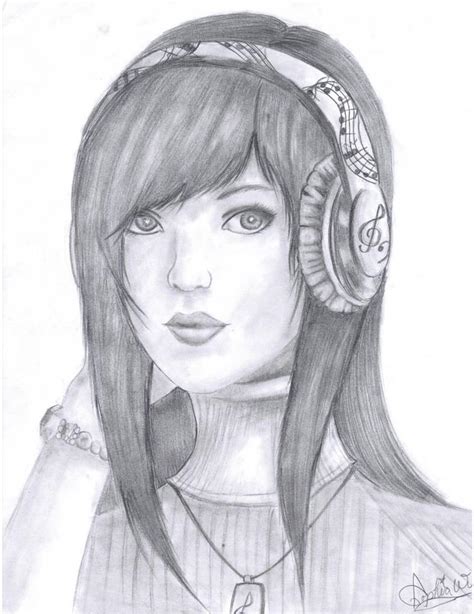 Girl With Headphones By Mangafox23 On Deviantart