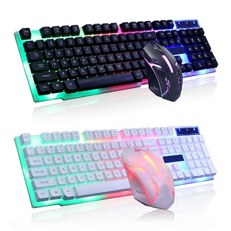 Wired Ergonomic Gaming Led Keyboard And Mouse Multiple Color Rainbow