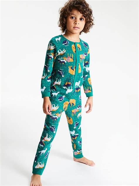 John Lewis And Partners Boys Arctic Animals Onesie Green Animal