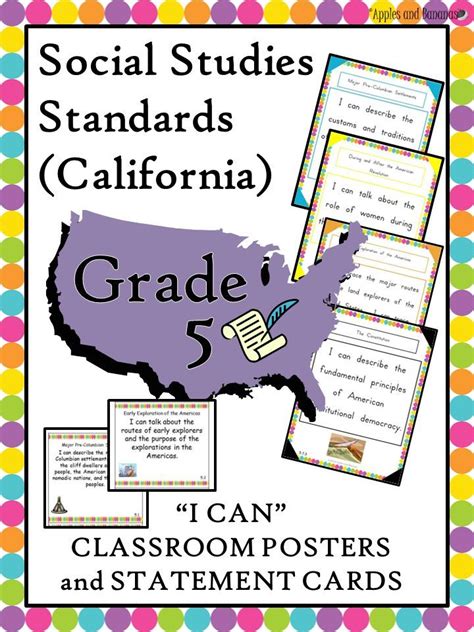 5th Grade Social Studies Standards For California Posters And