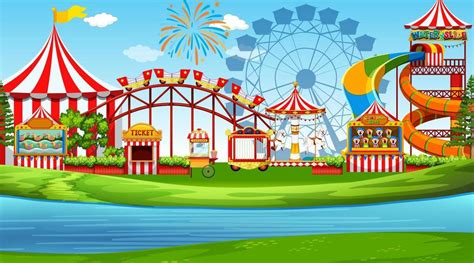 An Amusement Park Scene 669172 Vector Art At Vecteezy