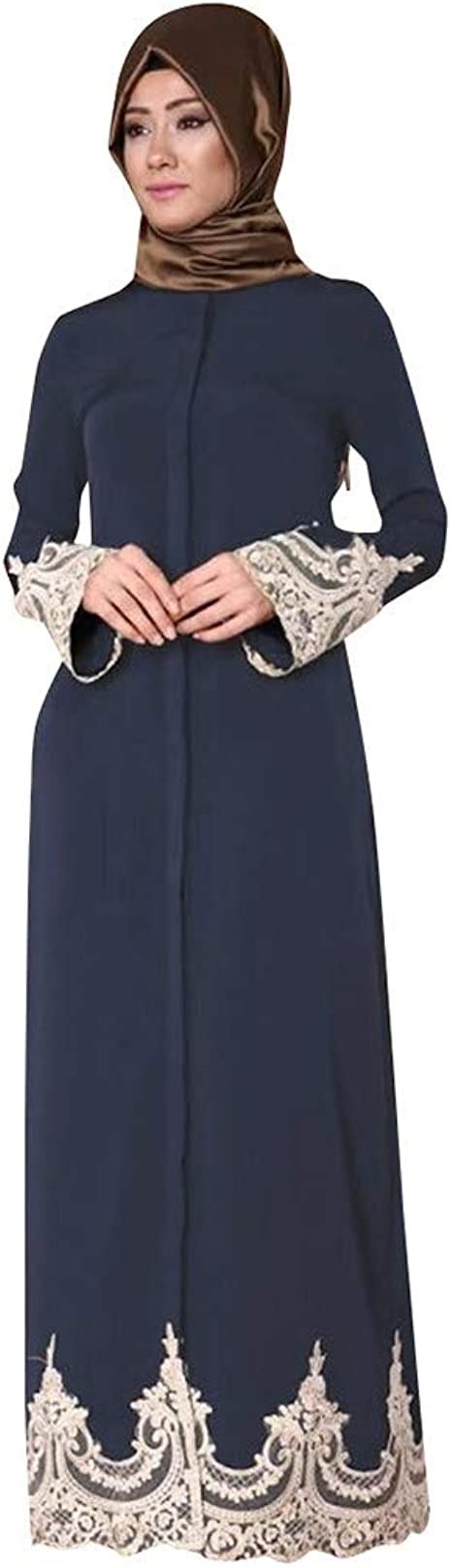 BakeLIN Islamische Kleidung Spitze Frauen Maxikleid Konservativen Stil Abaya Muslimische Kleider