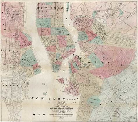 Map Of The Five Cities Of New York Brooklyn Jersey City Hoboken