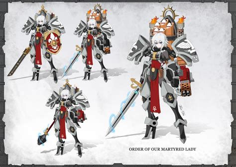 safebooru absurdres adapted costume adepta sororitas arm cannon armor arms at sides bags under