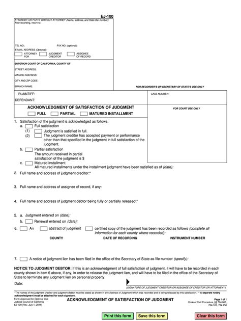 Ca Satisfaction Judgment Fill Online Printable Fillable Blank