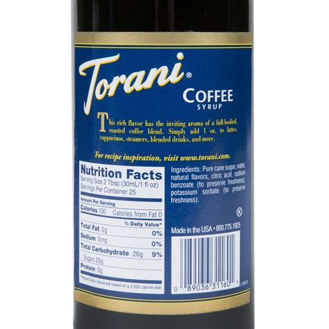 Torani 750 Ml Coffee Flavoring Syrup