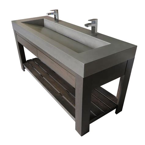 No sinks or holes, undermount solid surface or undermount porcelain sink. 60" Lavare Vanity with Concrete Ramp Sink & Drawer ...