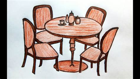 How To Draw A Dining Table With Chairs