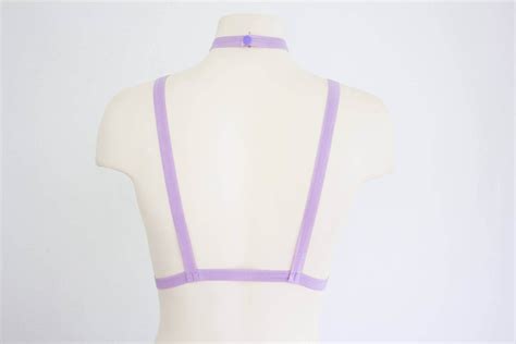 Purple Bralette Pastel Goth Cage Bra Strappy Lingerie Crop Top Festival Harness Edm