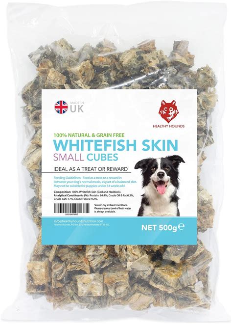 Healthy Hounds Whitefish Skin Cubes 500g Small Dried Fish Skins For