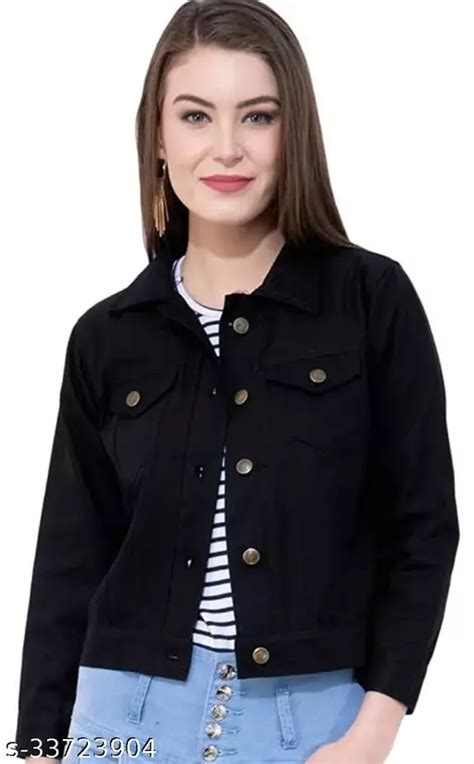 trendy urbane regular sleeve solid denim colour jacket for women girls